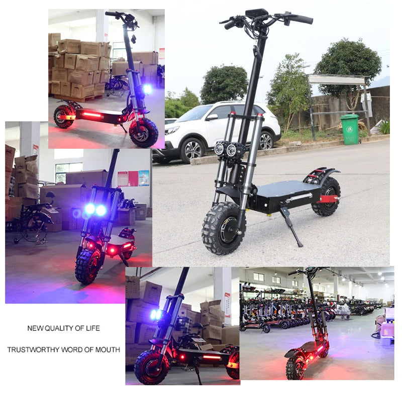 72V 6000W Dual Drive Electric Scooter 60V 52V 48V 55-85km/h Fast E scooter Foldable Adult Skateboard with Seat 2 wheels Moped