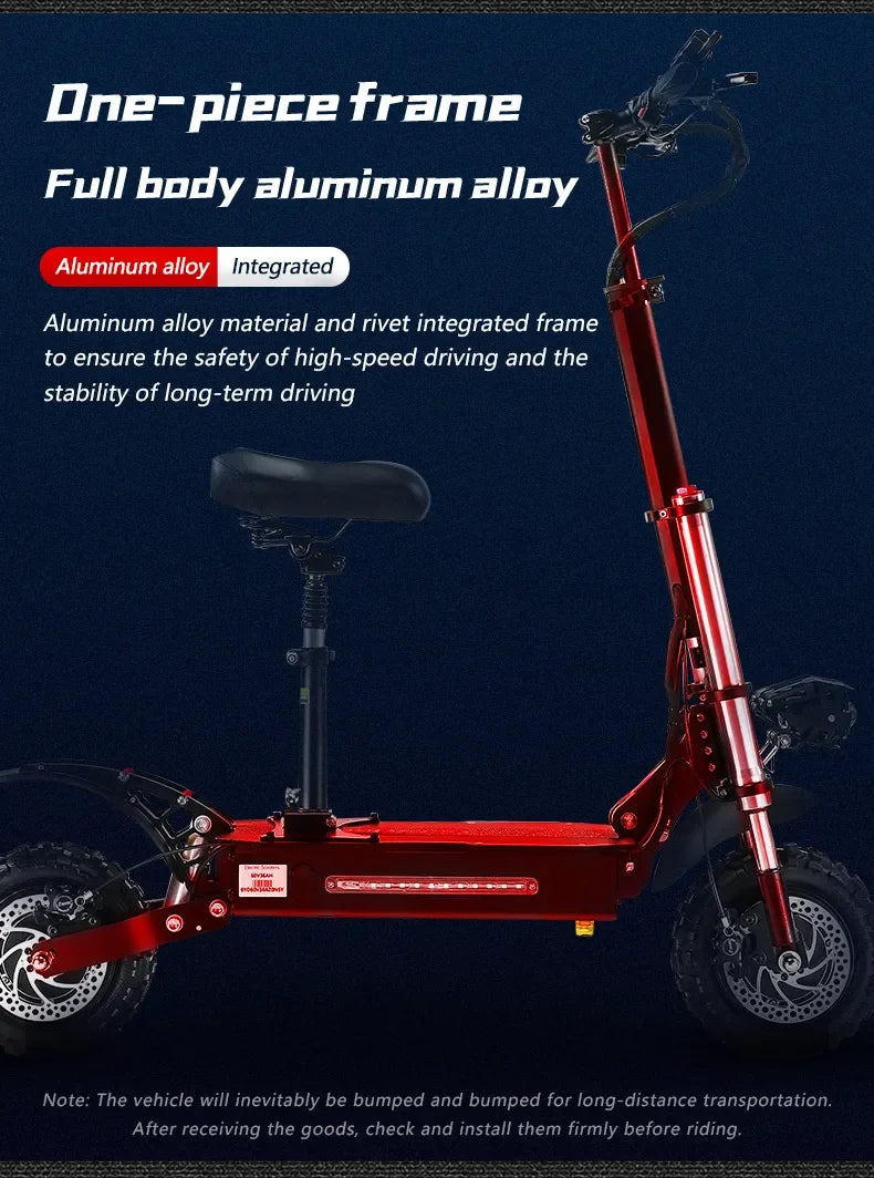 2024 EU NEW 5600W Folding Electric Scooter Adults, 60V Dual Motors 11" Road Tires Escooter No Seat for Adults