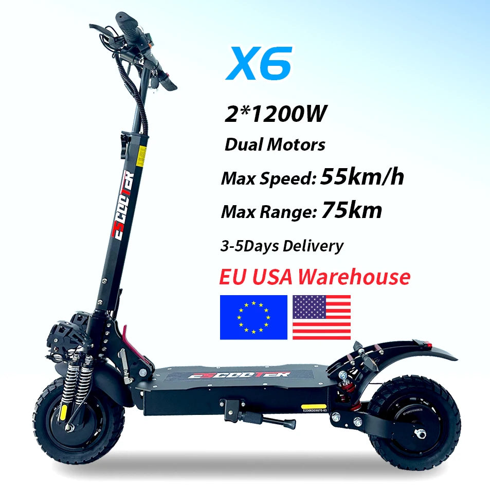 High Powered Off-Road Tyre, Two Wheel Dual Hub, Electric Folded Scooters, E Scooter, 2400W, 48V, 2000W, 3000W