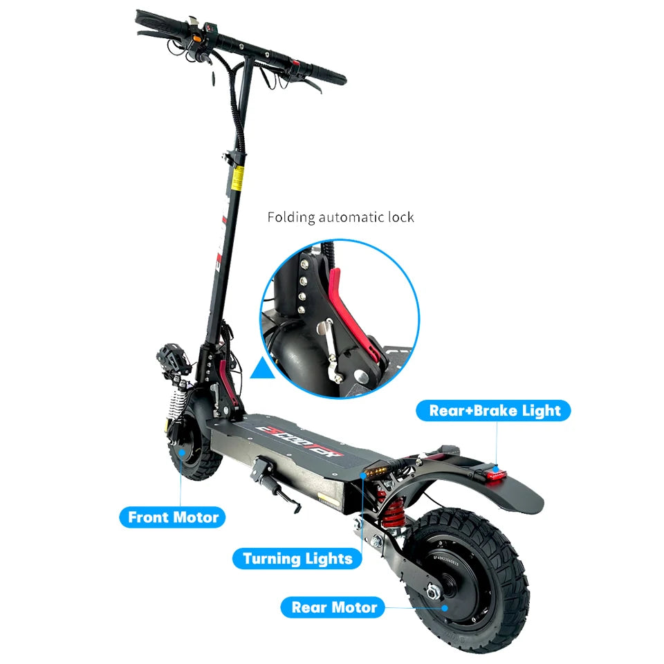 High Powered Off-Road Tyre, Two Wheel Dual Hub, Electric Folded Scooters, E Scooter, 2400W, 48V, 2000W, 3000W