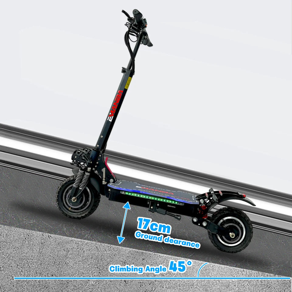 EU Dual Motor Electric Scooter, Foldable Scooter, Max Speed 55km, 10Inch Max Mileage, 70km, H, 2400W