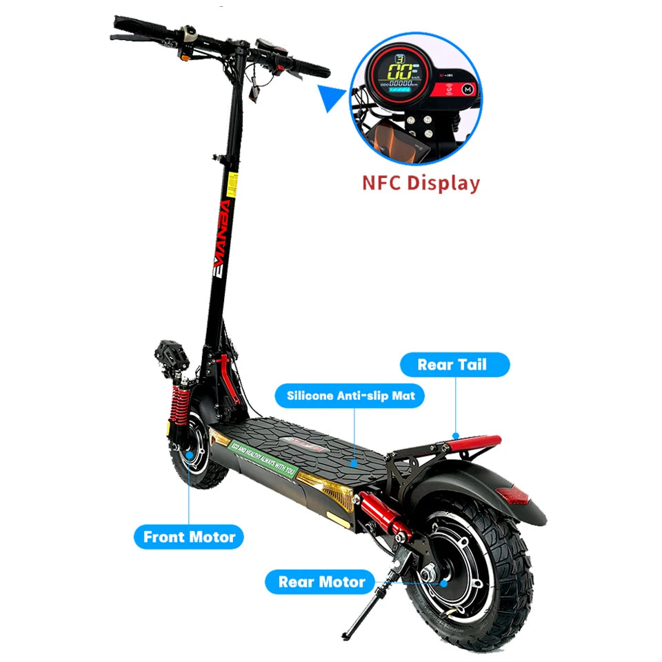 EMANBA X4 2*800W Powerful Dual Motors Electric Kick Scooter 10INCH  OFF Road Tire E Scooter 50-60km