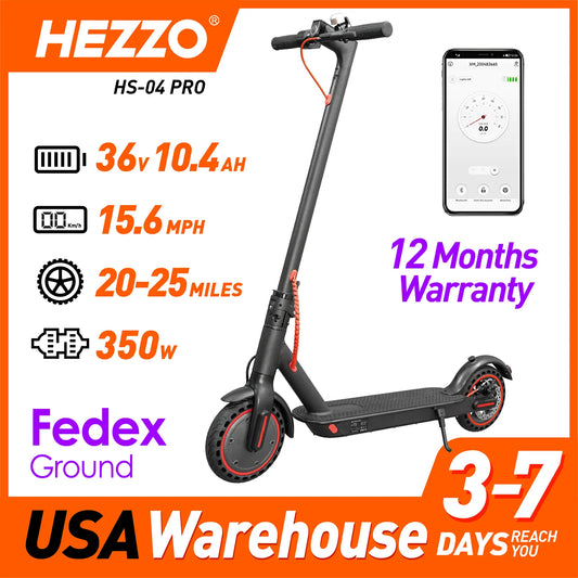 HEZZO Electric Scooter 8.5" 36v 350W 10.4Ah Self-balance Max 15mph Folding Kick Escooter Smart App For Adults  Eu Us Warehouse