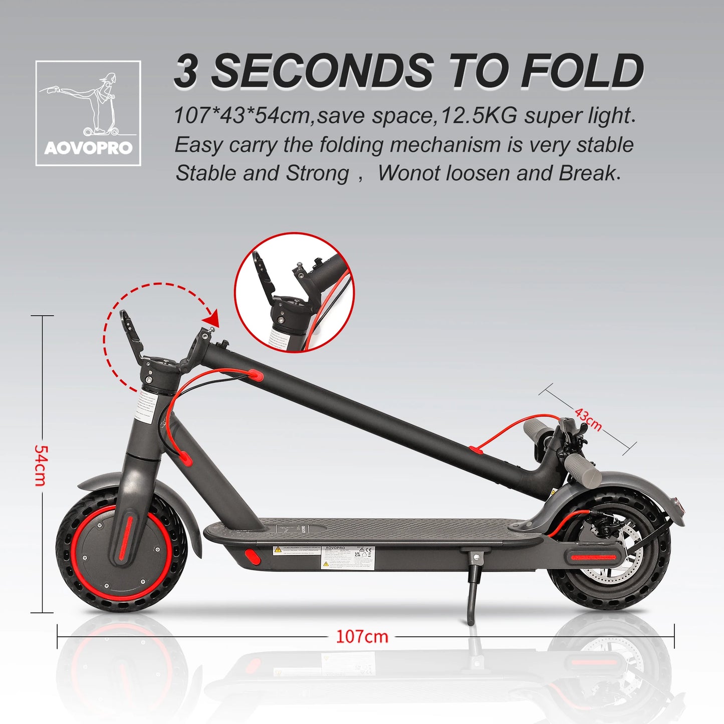 AOVOPRO ES80 350W Electric Scooter 10.5AH 8.5Inch Smart APP Control Escooter for Adults 31KM/H Folding Electric Kick Scooter