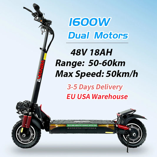 EMANBA X4 2*800W Powerful Dual Motors Electric Kick Scooter 10INCH  OFF Road Tire E Scooter 50-60km