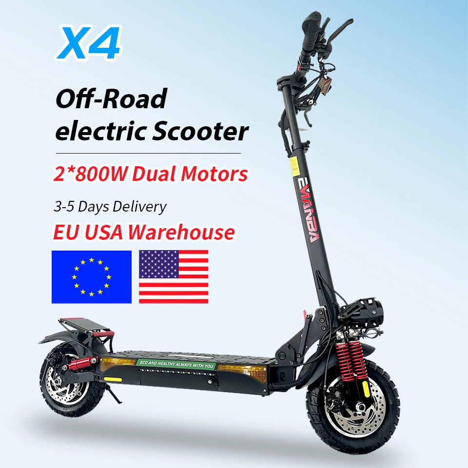 EMANBA X4 2*800W Powerful Dual Motors Electric Kick Scooter 10INCH  OFF Road Tire E Scooter 50-60km