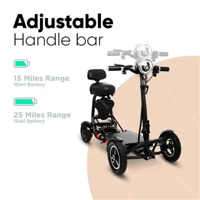 Electric Scooter For Disabled Four Wheel Electric Scooters Dual Motor 250W Mobility Scooter Foldable For Elderly