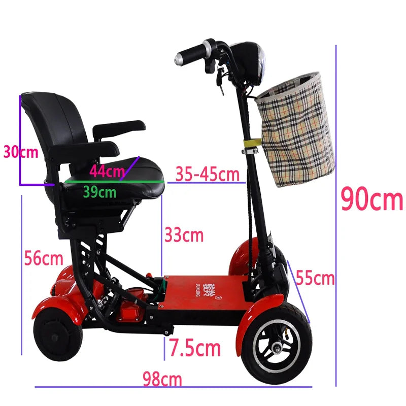 EU new electric scooter for disabled people four-wheel electric scooter dual motor 250W*2 36V-15.6AH mobility scooter foldable e