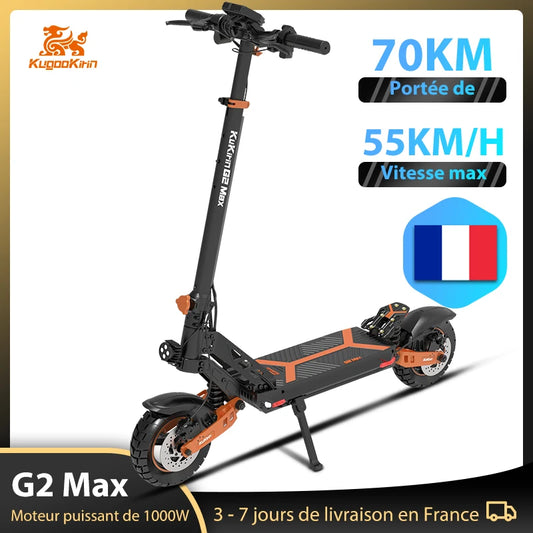 Kugookirin G2 Max Adult Electric Scooter 1000W Powerful EScooter Foldable Kick Scooter Electric Step 55KMH Max Speed